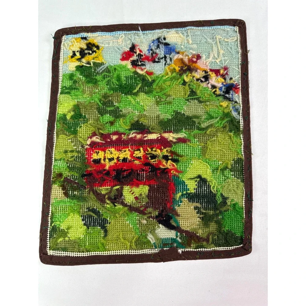 Vintage Handmade Needlepoint Pittsburgh Duquesne Incline Hillside Houses Art